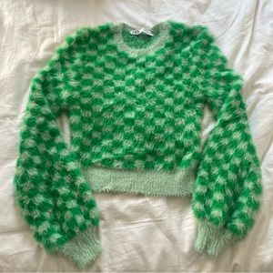 Zara Green Checkered Sweater